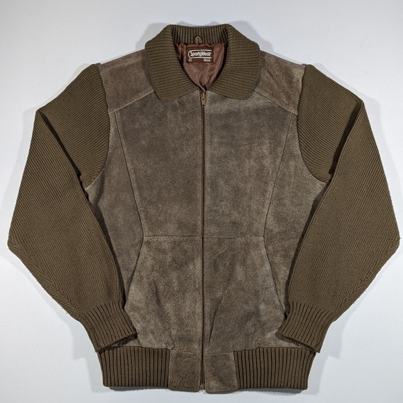 Sears Jackets & Coats 7s Vtg Mens Sz Med Brown Leather Sweater Zip